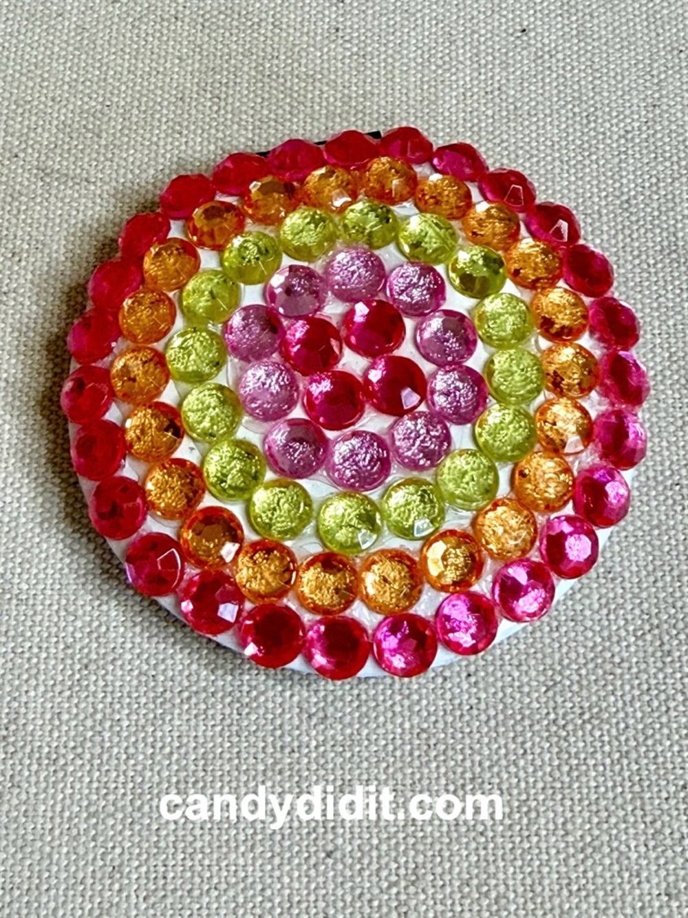 Candy Did It! Handmade Colorful Crystal Mirror Compact With Magnifying Mirror